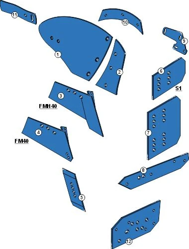 Explosionszeichnung Frost Pflugkörper Typ UNK336